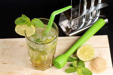 Image showing Mojito cocktail and ingredients