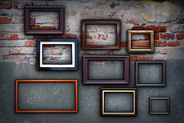 Image showing frames on cracked ancient wall