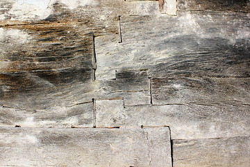 Image showing old wood beams on exterior wall