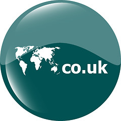 Image showing Domain CO.UK sign icon. Top-level internet domain symbol with world map