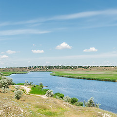 Image showing river under blue sky with clouds