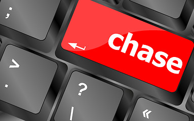 Image showing chase word on keyboard key, notebook computer button