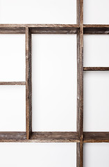 Image showing Rustic style shelves on white wall