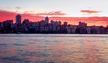 Image showing Red dawn sky over Kirribilli, Australia