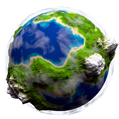 Image showing Cartoon earth with some clouds