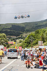 Image showing Cable Cars and Audience at Alpe D'Huez