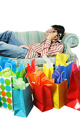 Image showing Tired after shopping