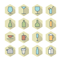 Image showing Thin Line Icons For Drinks
