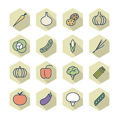 Image showing Thin Line Icons For Vegetables