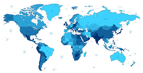 Image showing Blue detailed World map