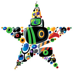 Image showing Colorful entertainment and music icons in star shape
