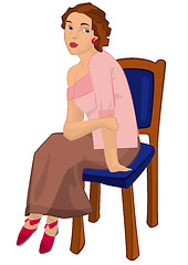 Image showing Retro girl sitting on the chair isolated
