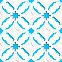 Image showing Wavy squares with blue wings seamless