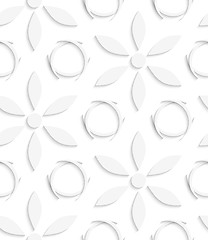 Image showing White flowers and circles seamless