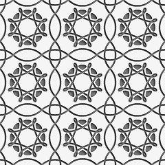 Image showing White squares and geometric flowers on gray seamless