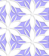 Image showing White floral detailed with purple seamless