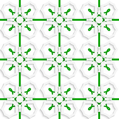 Image showing White geometric ornament with green net seamless