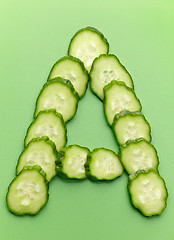 Image showing A letter made of raw cucumber