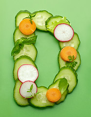 Image showing D letter made of raw vegetables