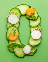 Image showing O letter made of raw vegetables