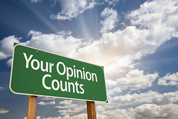 Image showing Your Opinion Counts Green Road Sign