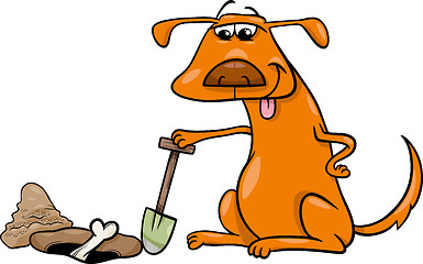 Image showing dog with bone cartoon illustration