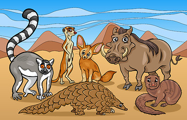 Image showing african mammals animals cartoon illustration