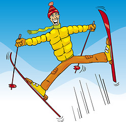 Image showing man jump on ski cartoon illustration