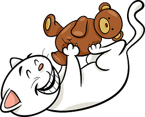 Image showing cat with teddy cartoon illustration