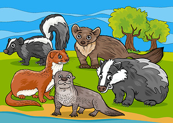 Image showing mustelids animals cartoon illustration