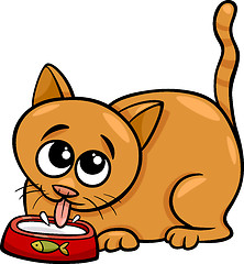 Image showing cat drinking milk cartoon illustration