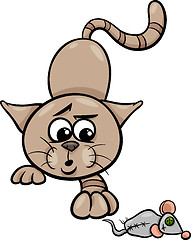 Image showing cat with toy mouse cartoon illustration