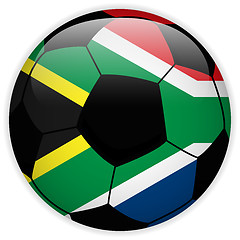 Image showing South Africa Flag with Soccer Ball Background