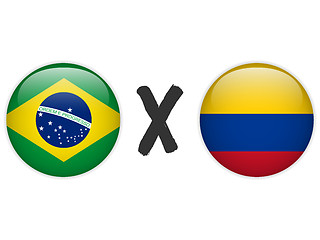 Image showing Brazil versus Colombia Flag Soccer Game