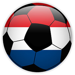 Image showing Netherlands Flag with Soccer Ball Background