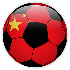 Image showing China Flag with Soccer Ball Background