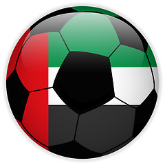 Image showing Emirates Flag with Soccer Ball Background