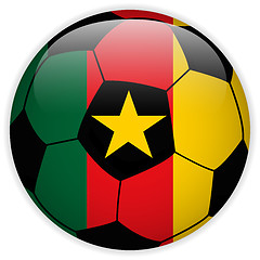 Image showing Cameroon Flag with Soccer Ball Background