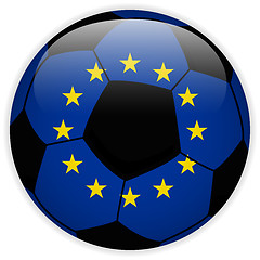 Image showing Europe Flag with Soccer Ball Background