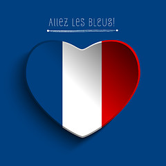 Image showing France Flag Heart Paper Sticker