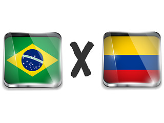 Image showing Brazil versus Colombia Flag Soccer Game