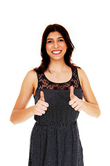 Image showing Woman showing thumbs up.