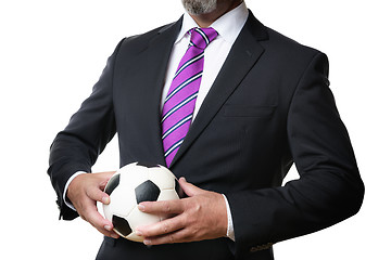 Image showing Business man with soccer ball