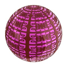 Image showing Arabic abstract glossy dark red geometric sphere and pink sphere