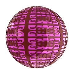 Image showing Arabic abstract glossy dark red geometric sphere and pink sphere