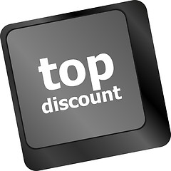 Image showing top discount concept sign on computer key