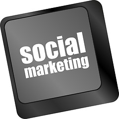 Image showing social marketing or internet marketing concepts, with message on enter key of keyboard