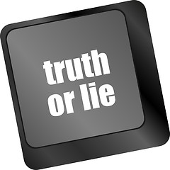 Image showing truth or lie button on computer keyboard key