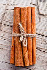 Image showing stack of cinnamon sticks