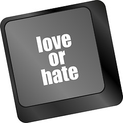 Image showing love or hate relationships communication impressions ratings reviews computer keyboard key,